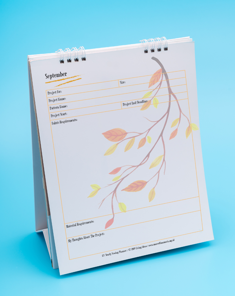 FREE yearly sewing planner